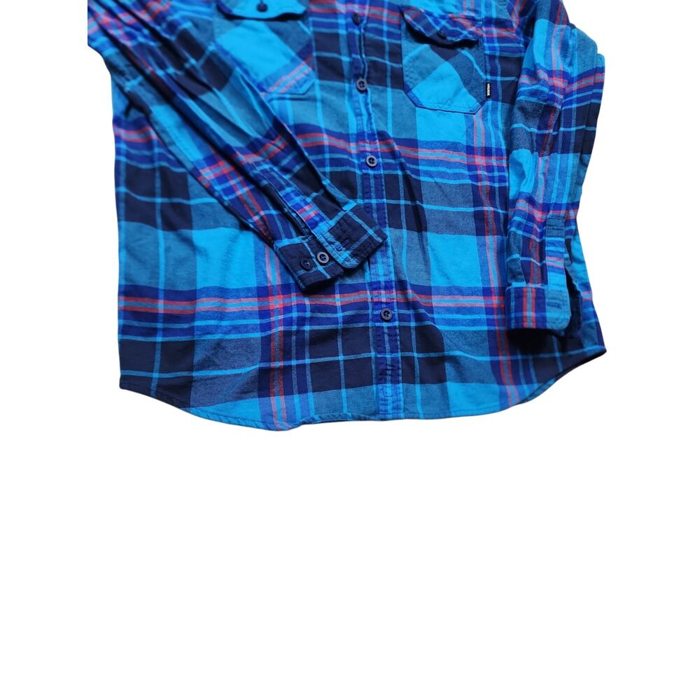 Burton Flannel Shirt Mens Large Blue Plaid Long Sleeve Button Skate Lumberjack - Picture 4 of 12